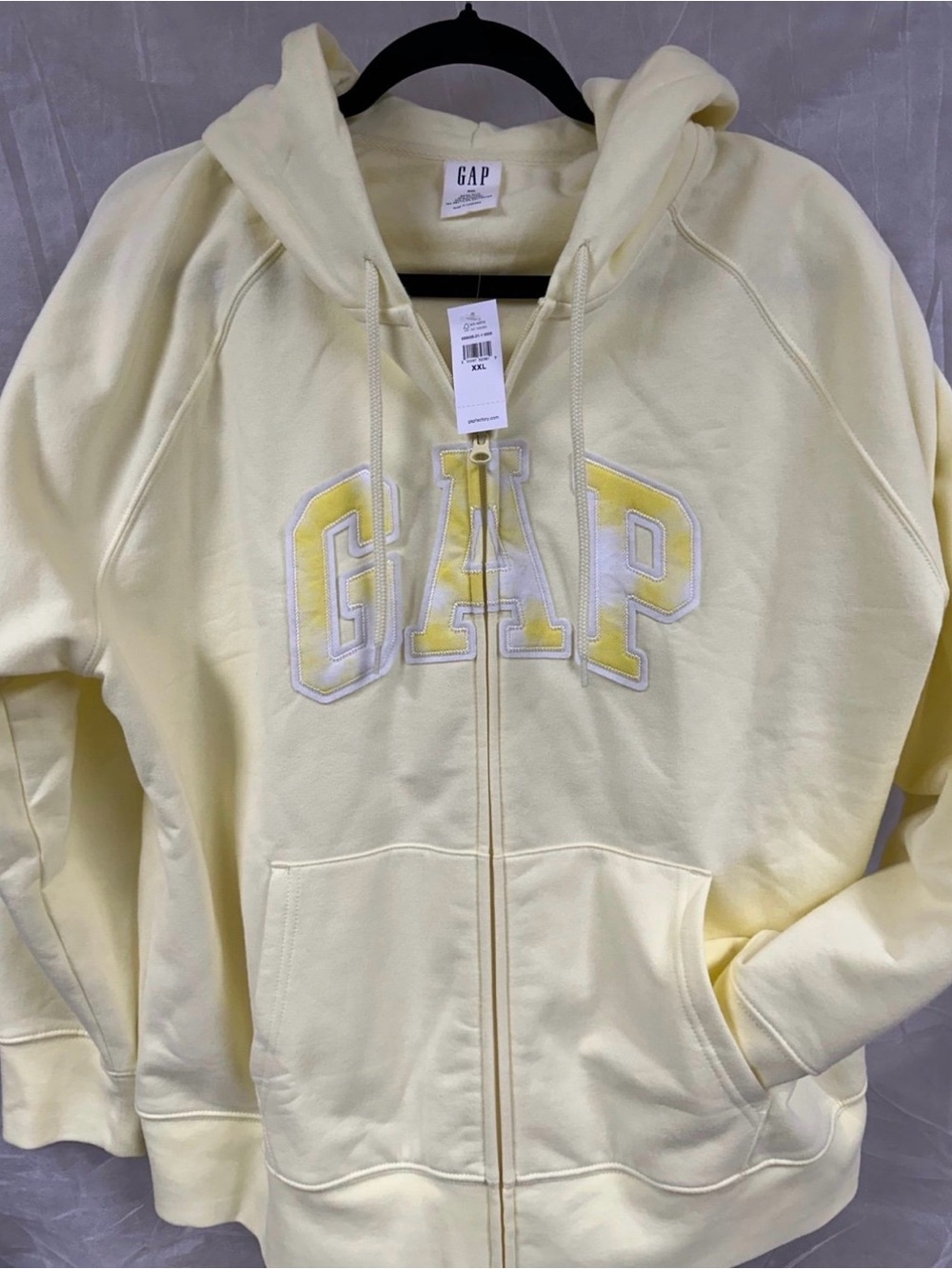 GAP Pale Yellow Logo Zip-Up Hoodie XXL NWT